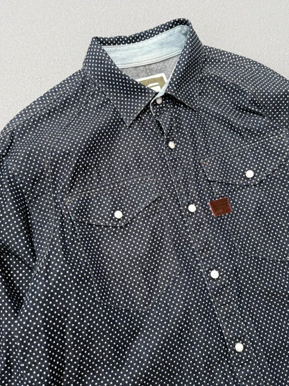 G Star Raw Navy Snap Button Shirt XL Slim Fit