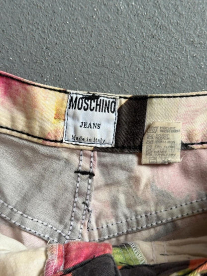 Moschino High Waisted Trousers 26” Floral Print 90s Vintage