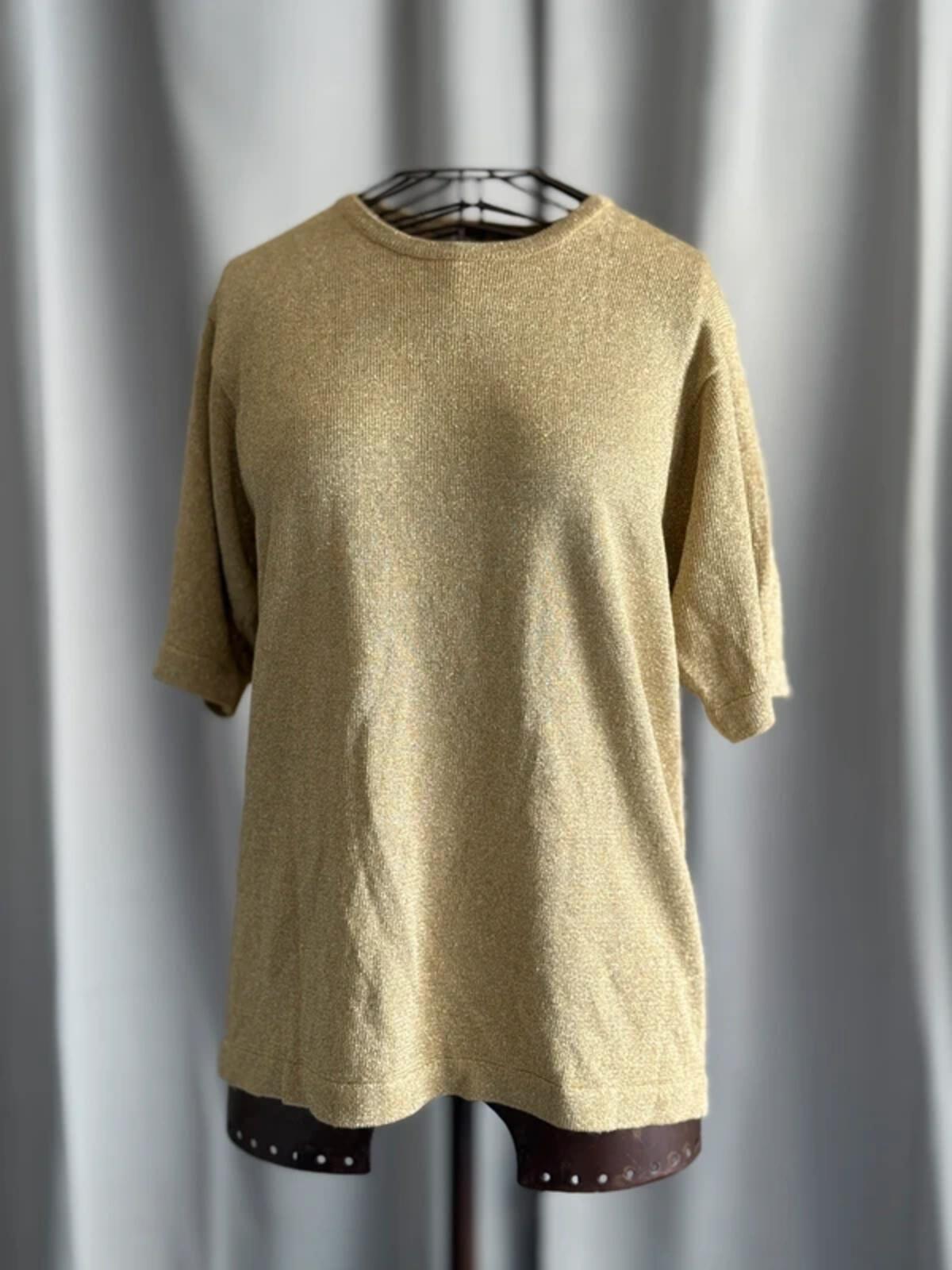 Metallic Rayon & Lurex Gold 80s T Shirt Medium