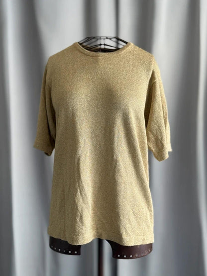 Metallic Rayon & Lurex Gold 80s T Shirt Medium