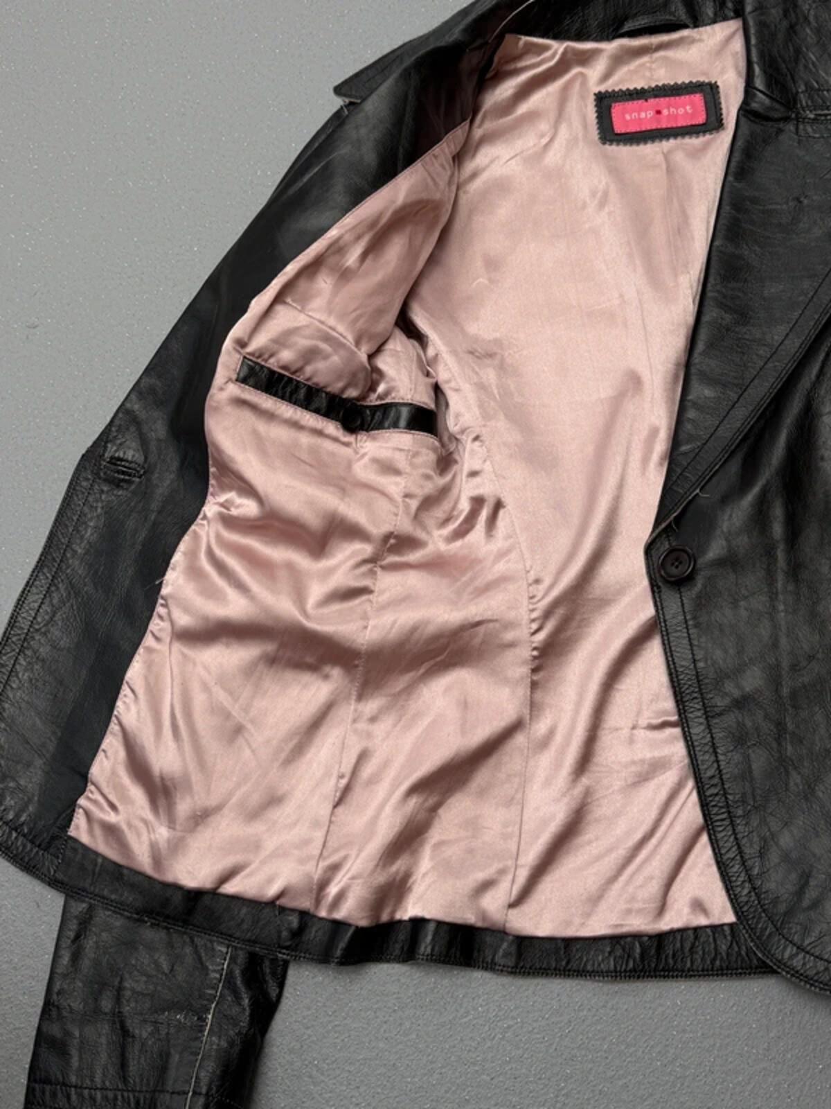 Y2K Snapshot Big Lapel Leather Jacket Large
