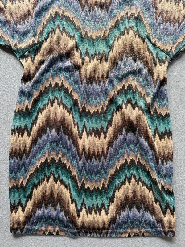 Traffic People Metallic Zigzag Mini Dress – Women’s Large
