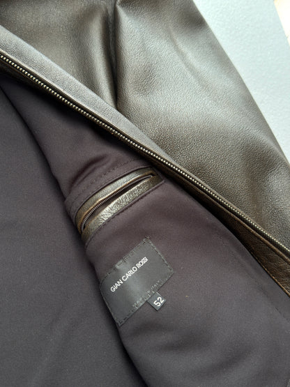 Gian Carlo Rossi Brown Leather Bomber Jacket XL