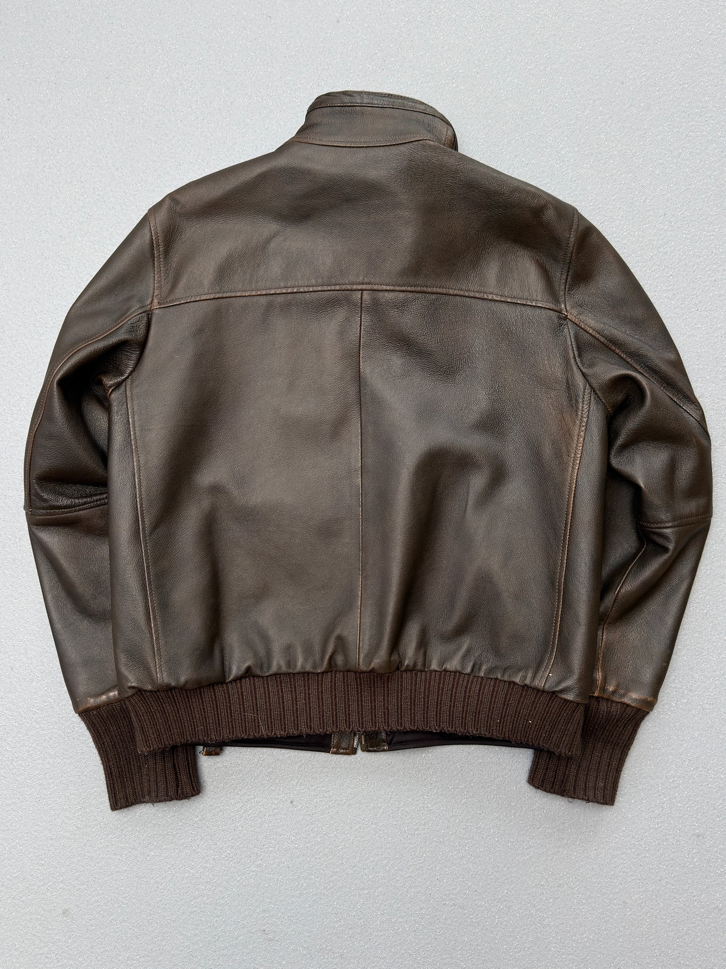 Gian Carlo Rossi Brown Leather Bomber Jacket XL