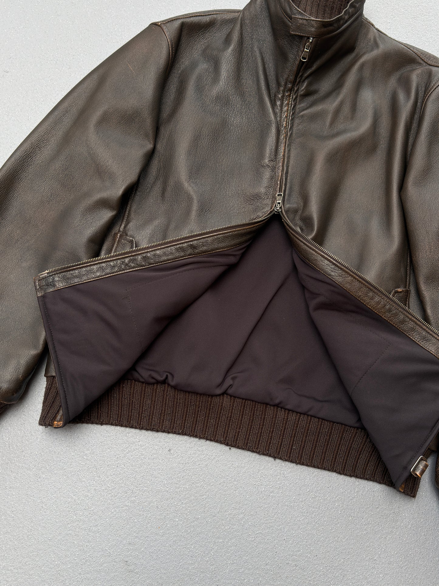 Gian Carlo Rossi Brown Leather Bomber Jacket XL
