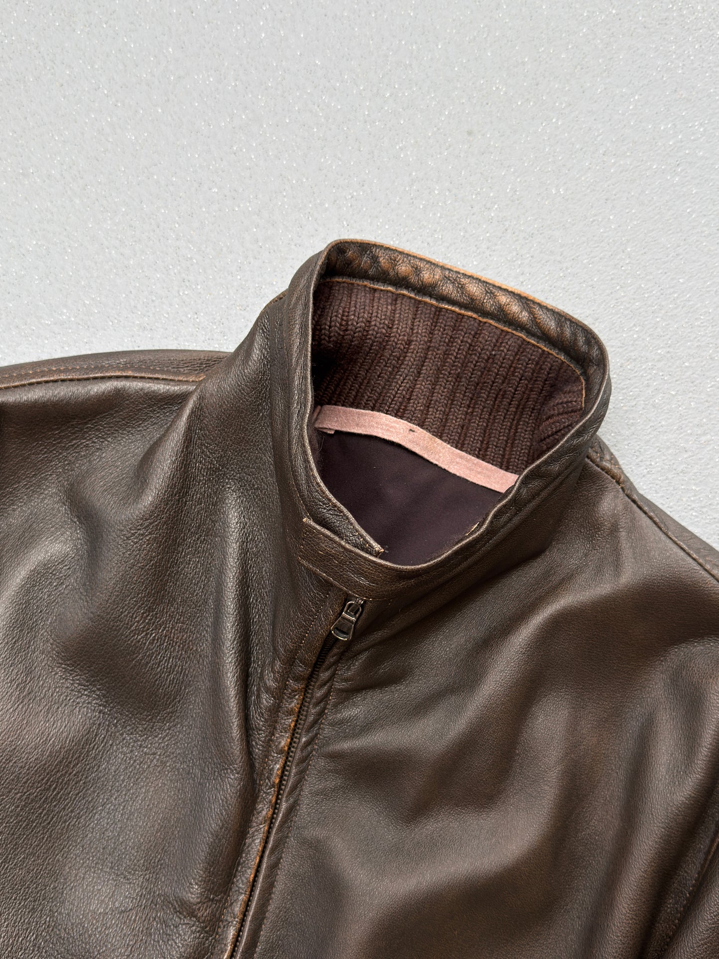 Gian Carlo Rossi Brown Leather Bomber Jacket XL