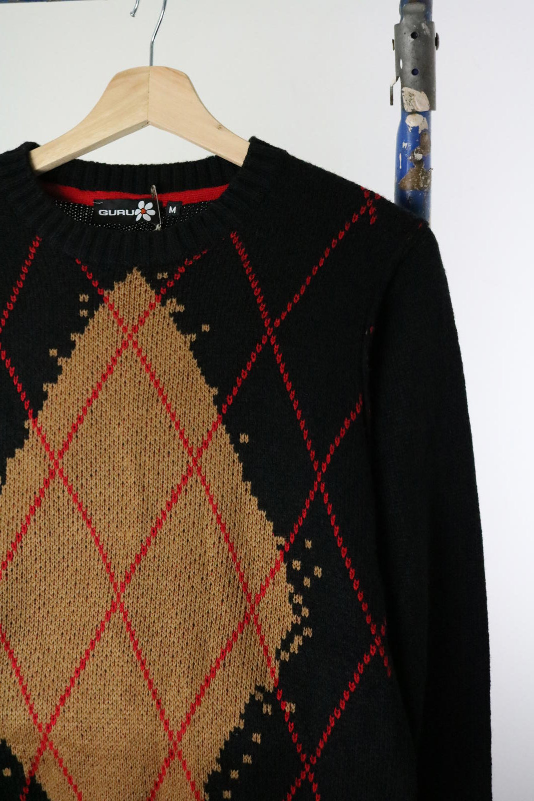 Guru Y2K Argyle Sweater Medium