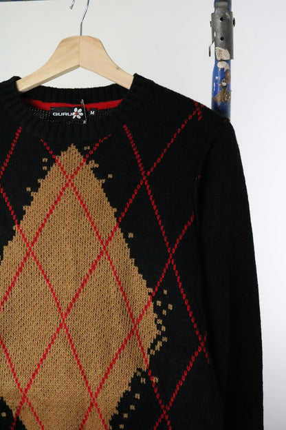 Guru Y2K Argyle Sweater Medium