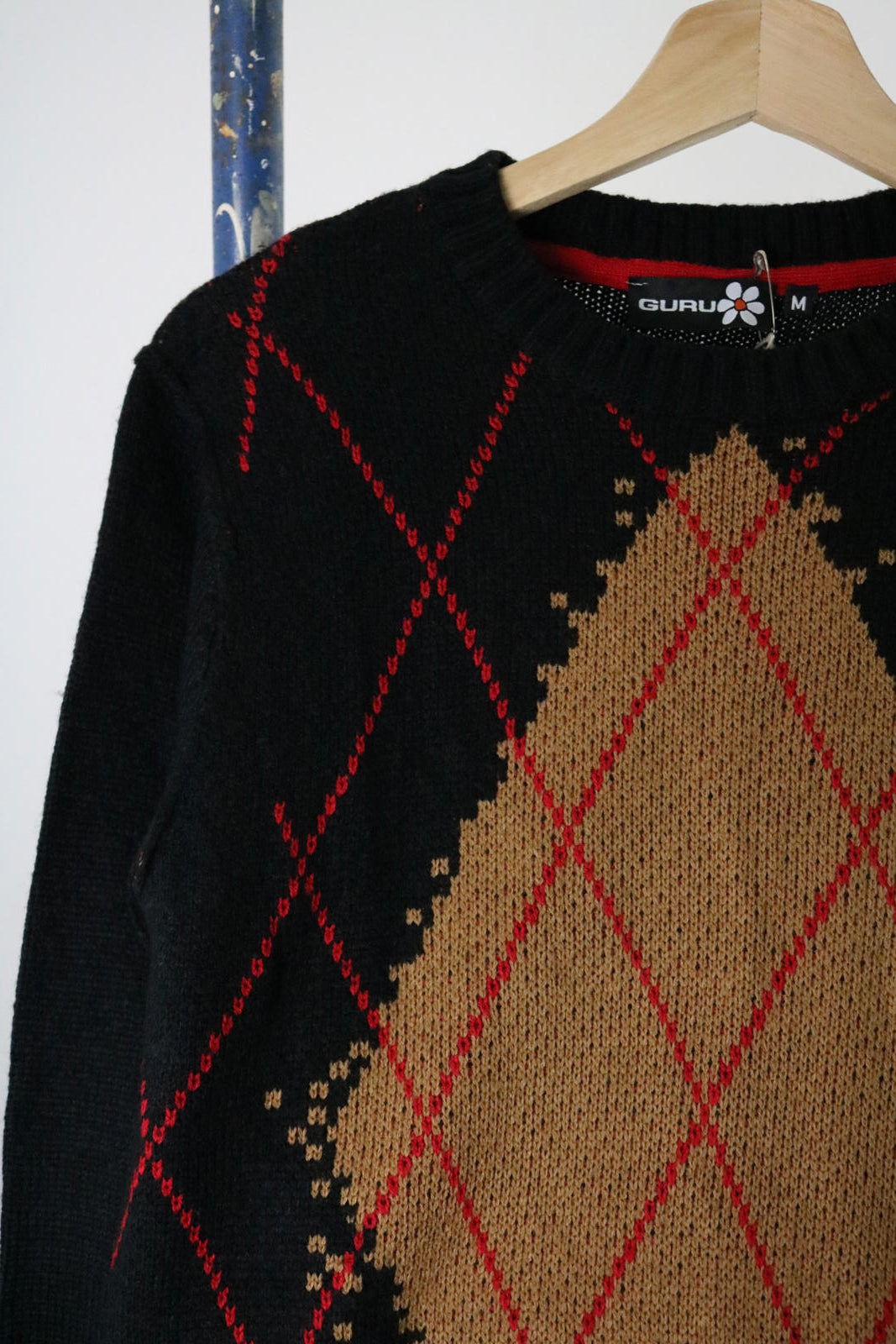 Guru Y2K Argyle Sweater Medium