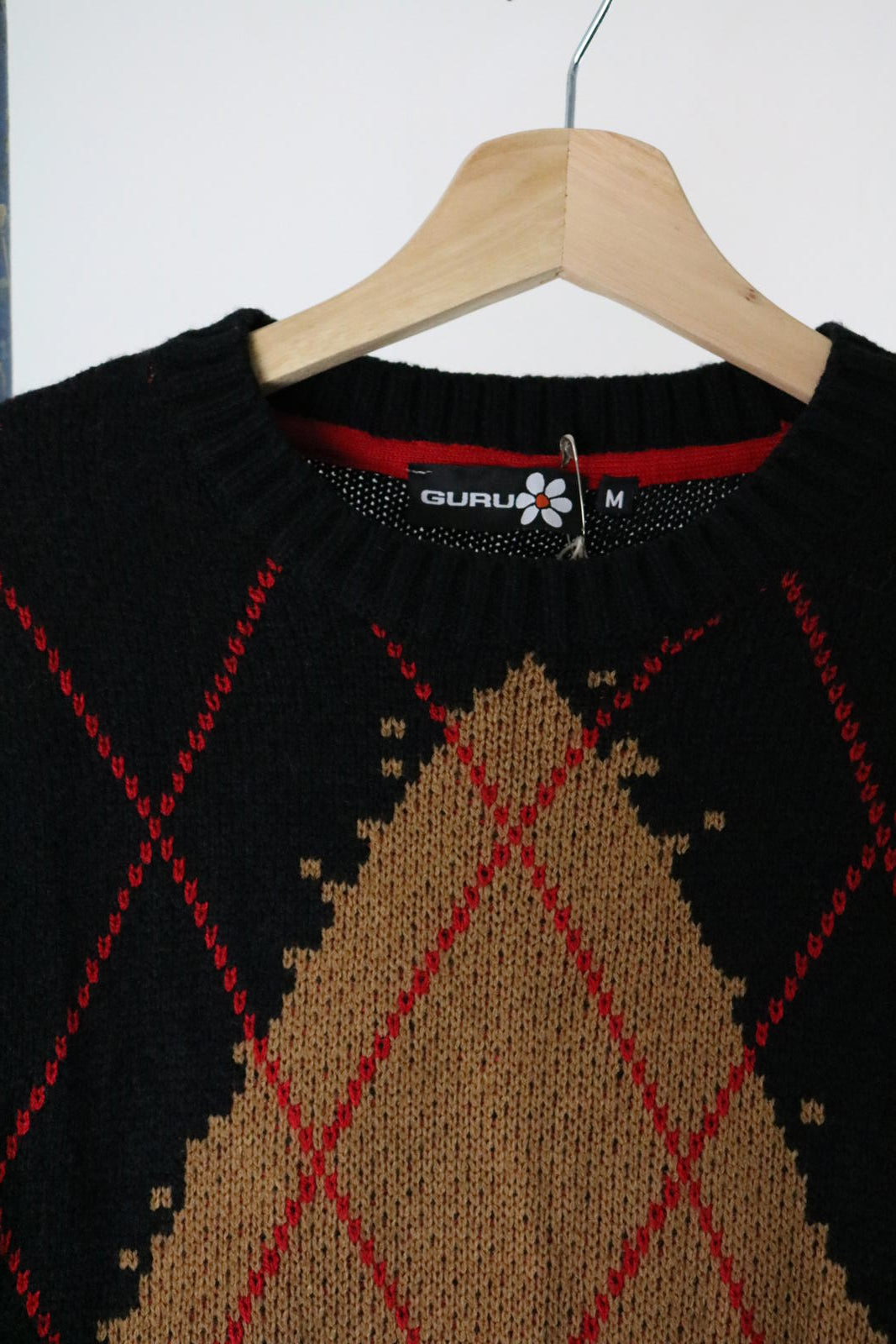 Guru Y2K Argyle Sweater Medium