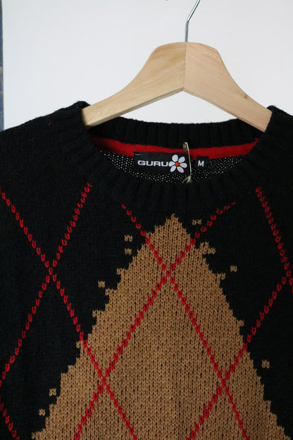 Guru Y2K Argyle Sweater Medium