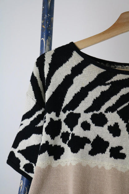 1980s Mondi Animal Print Knit Top M