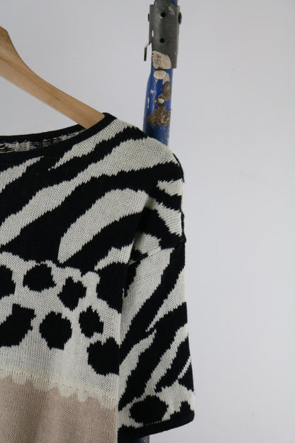 1980s Mondi Animal Print Knit Top M