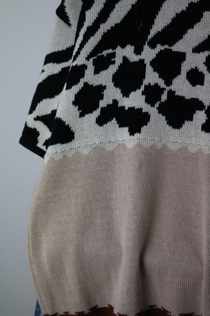 1980s Mondi Animal Print Knit Top M