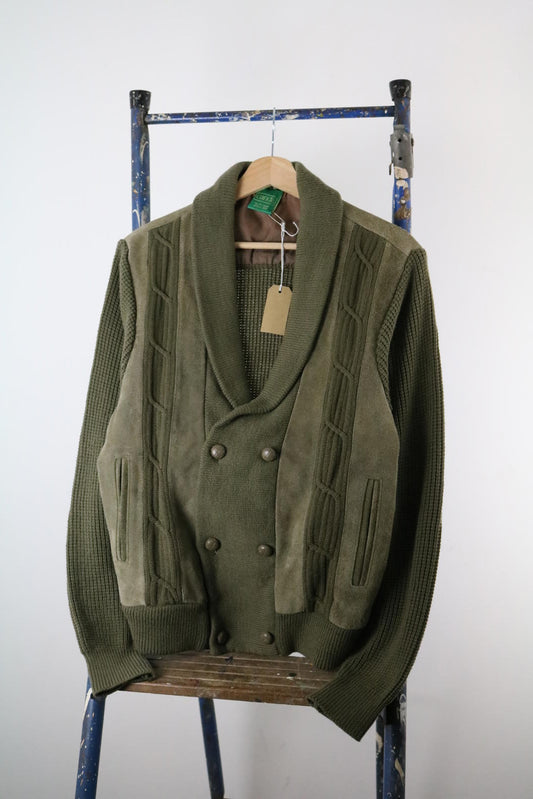 Vintage 70S Canda Double Breasted Suede Panel Cardigan M