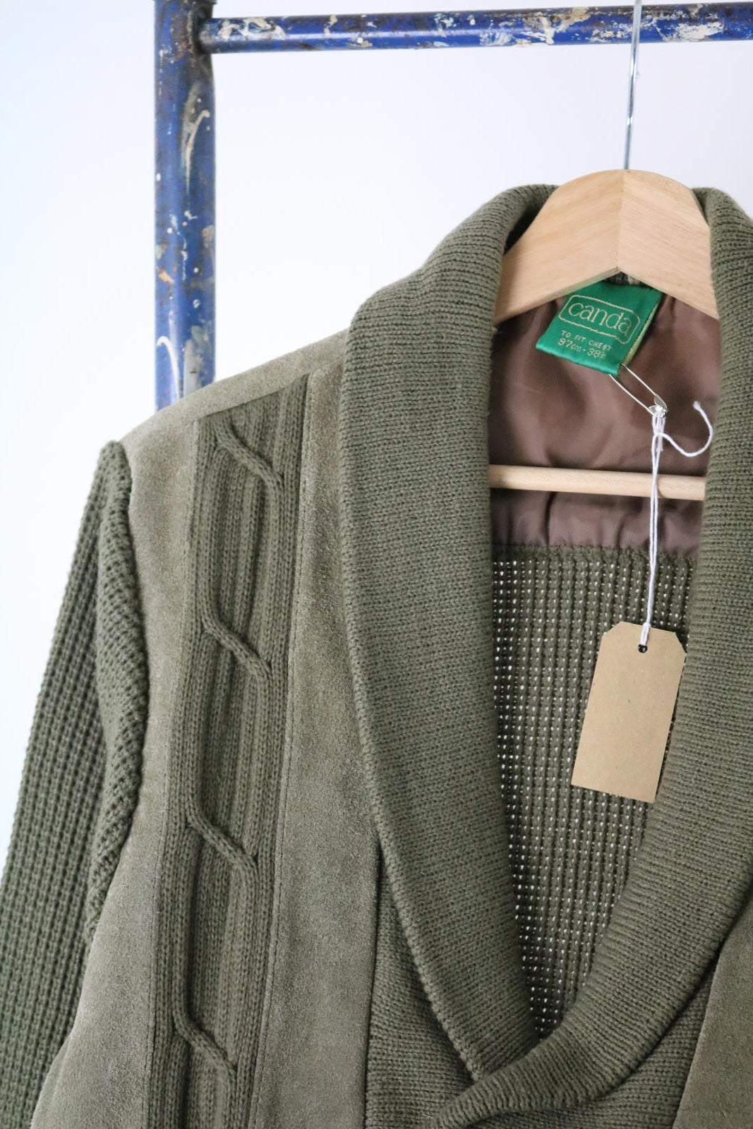 Vintage 70S Canda Double Breasted Suede Panel Cardigan M