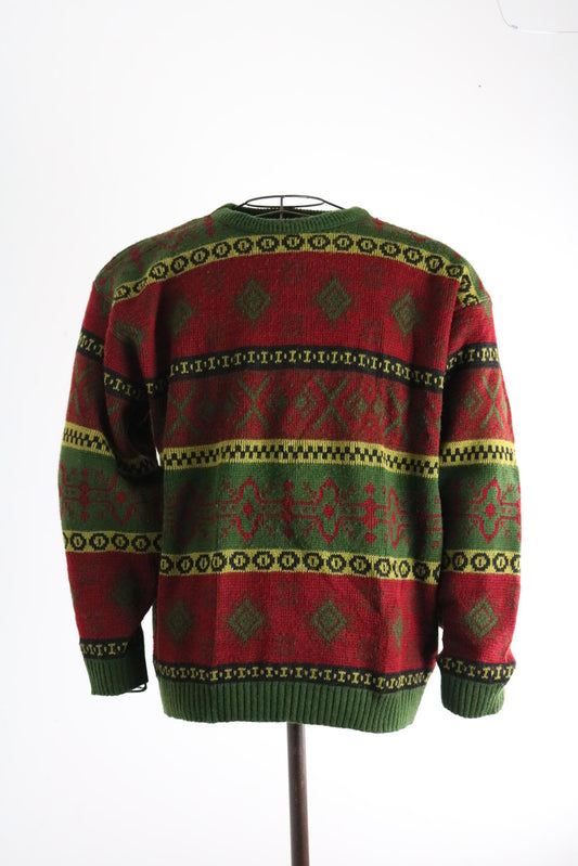 80s Geometric Grunge Fairisle Knit Sweater XL