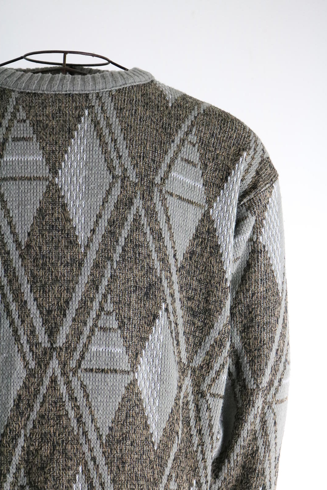 80s Vintage Geometric Funky Pattern Knit Sweater XL Grunge Earth Colours