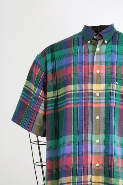 Etienne Eigner Madras Check Plaid Shirt XL 90s Vintage