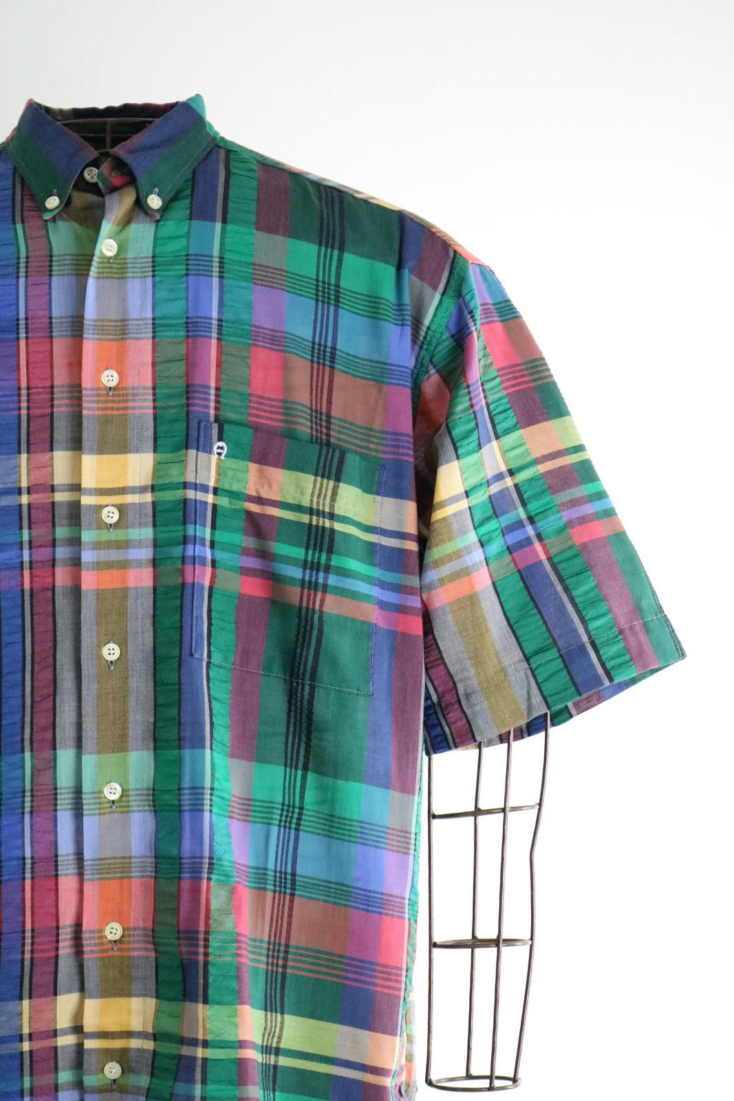 Etienne Eigner Madras Check Plaid Shirt XL 90s Vintage