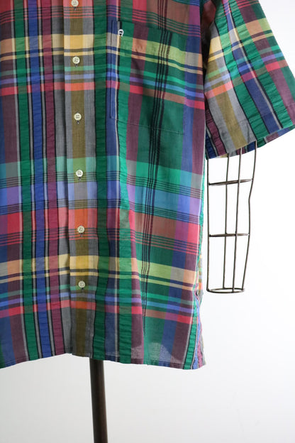 Etienne Eigner Madras Check Plaid Shirt XL 90s Vintage