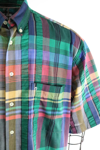 Etienne Eigner Madras Check Plaid Shirt XL 90s Vintage