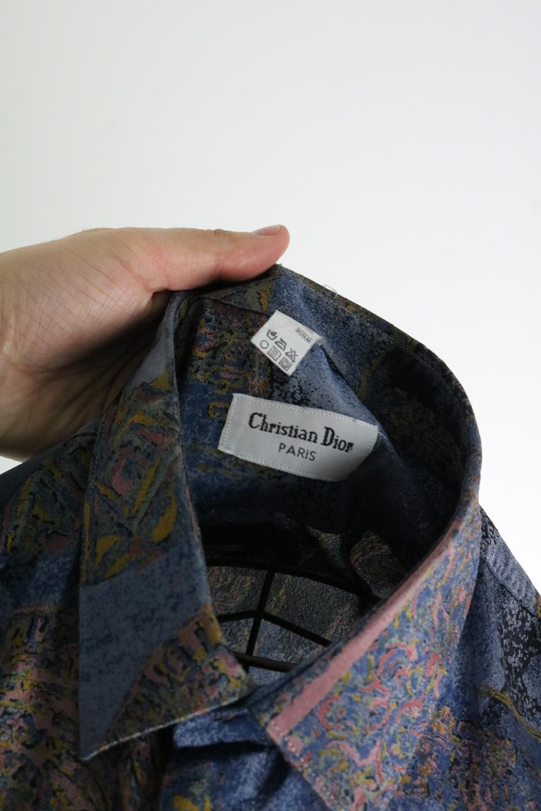 Christian Dior 90s Silk Shirt Asymmetrical XXL Patterned