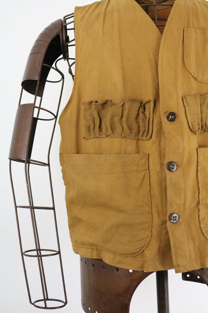 Vintage Workwear Utility Vest Tan Cotton Chore Vest 70s