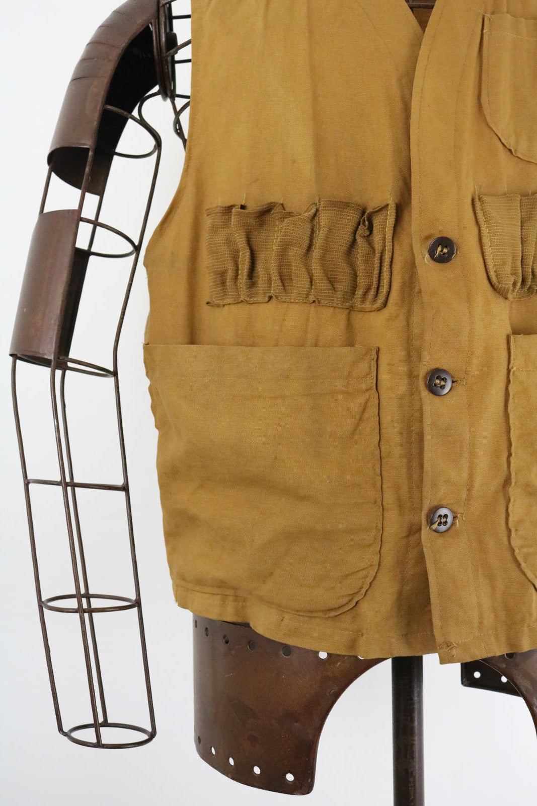 Vintage Workwear Utility Vest Tan Cotton Chore Vest 70s