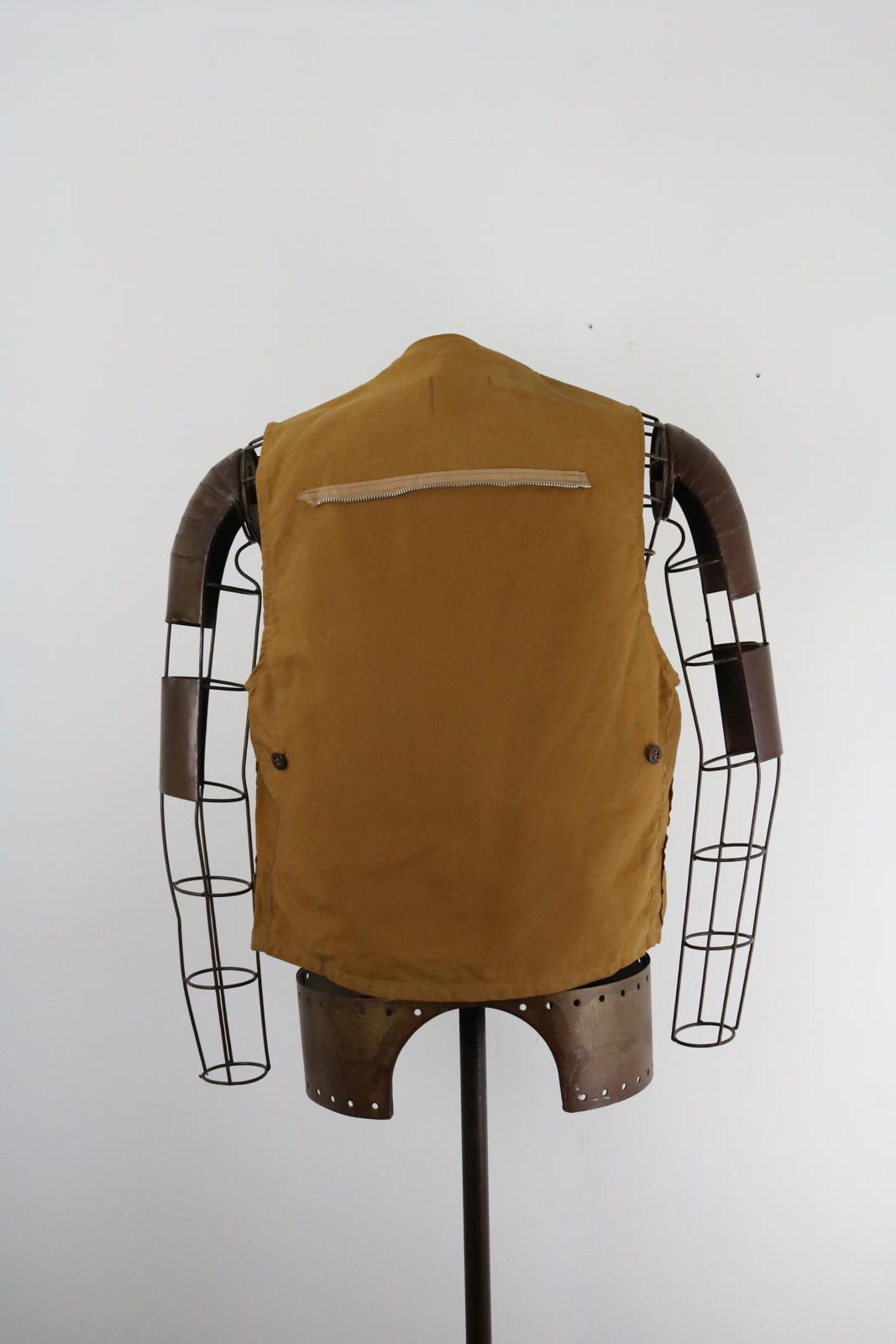 Vintage Workwear Utility Vest Tan Cotton Chore Vest 70s