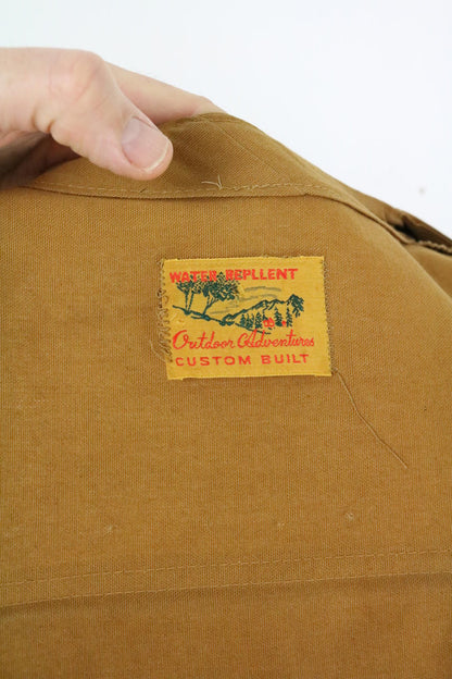 Vintage Workwear Utility Vest Tan Cotton Chore Vest 70s
