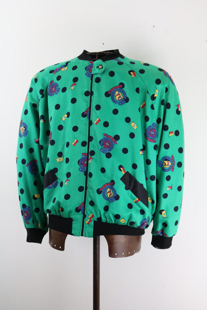 Christel Linnemann Polkadot Baroque 80s Bomber Jacket XL Ladies