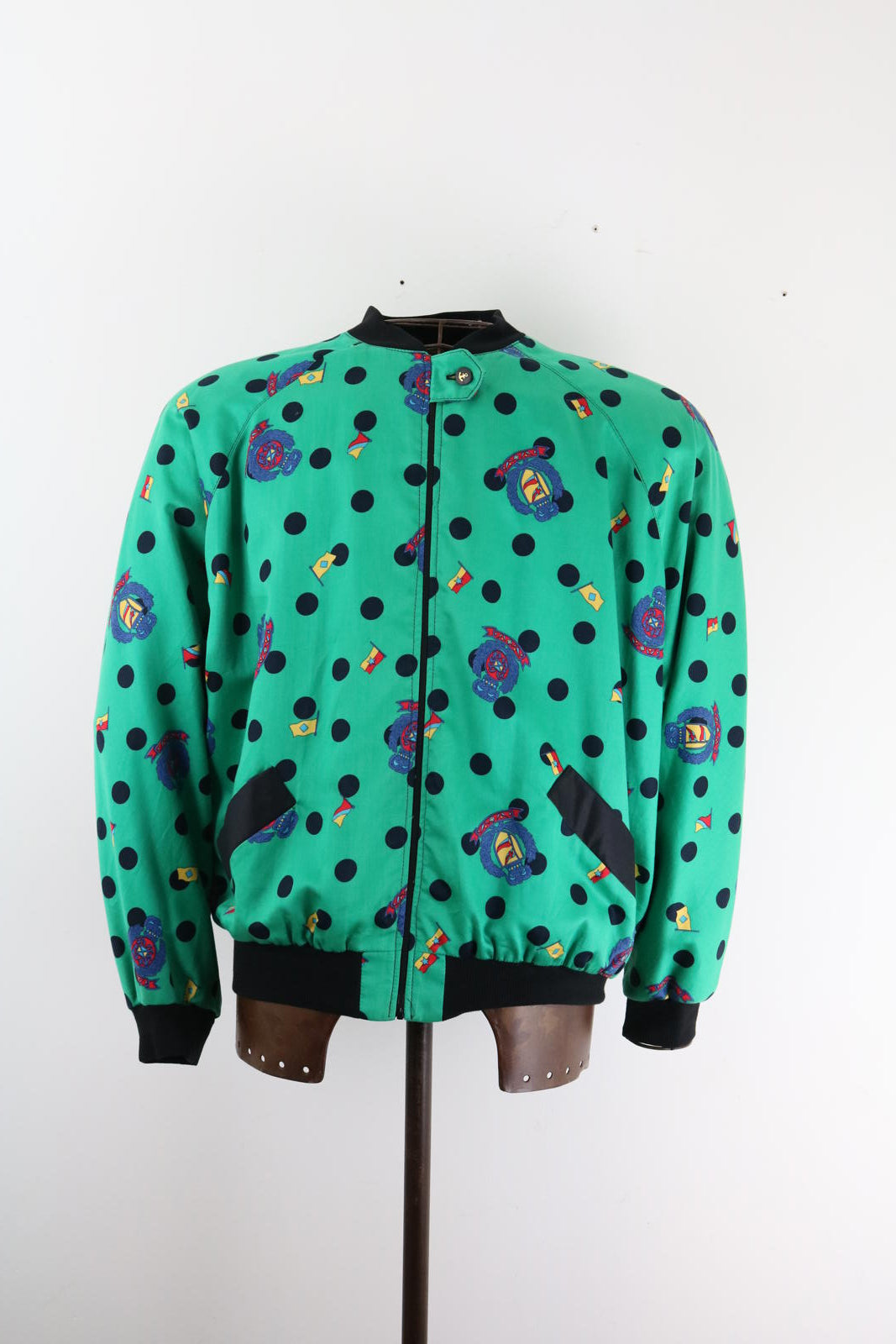 Christel Linnemann Polkadot Baroque 80s Bomber Jacket XL Ladies