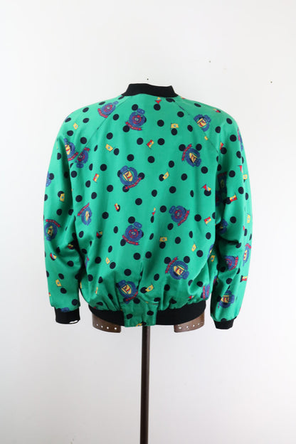 Christel Linnemann Polkadot Baroque 80s Bomber Jacket XL Ladies
