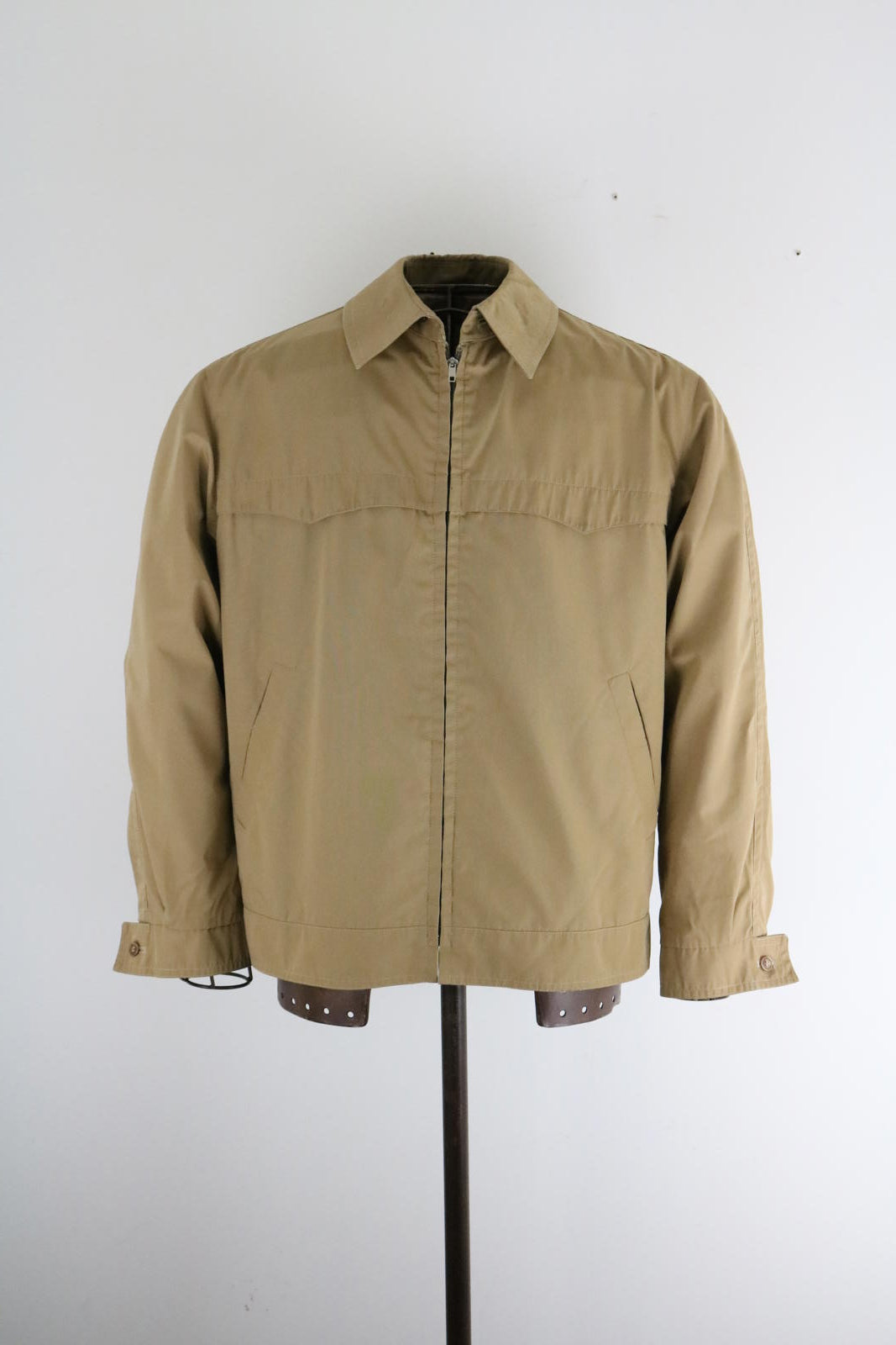 70s Vintage Tan Zip Jacket Classic Harrington Western Style