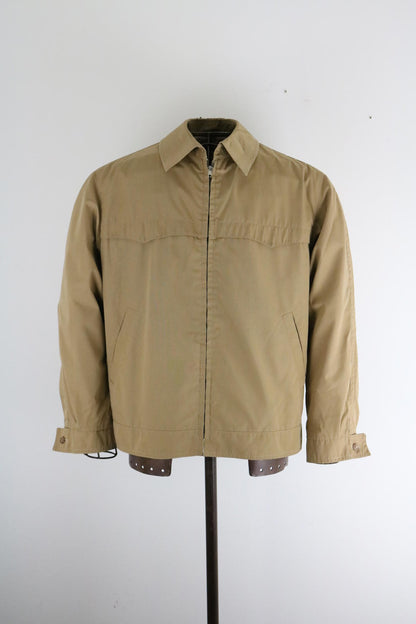 70s Vintage Tan Zip Jacket Classic Harrington Western Style