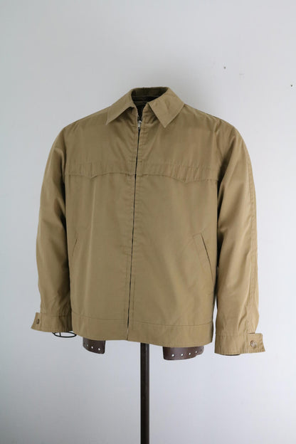 70s Vintage Tan Zip Jacket Classic Harrington Western Style