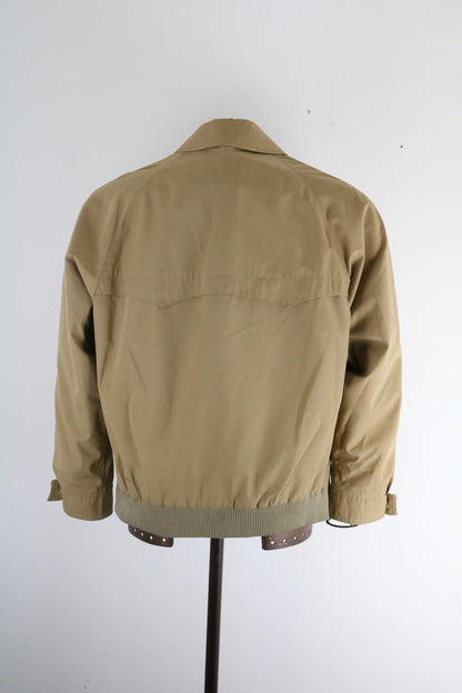 70s Vintage Tan Zip Jacket Classic Harrington Western Style