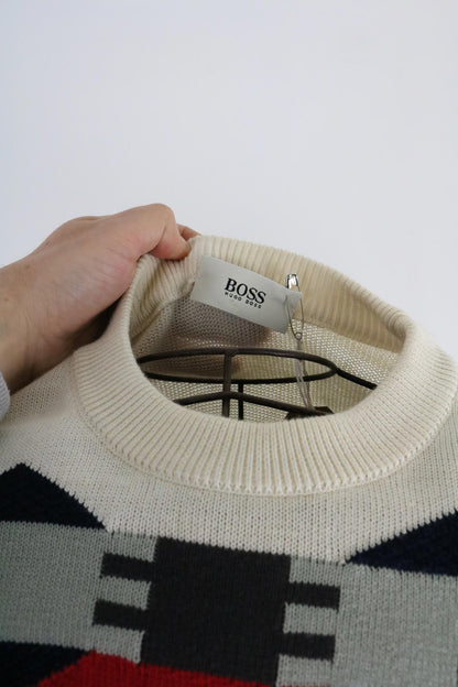 Hugo Boss Cotton Pattern Geometric Knit XL