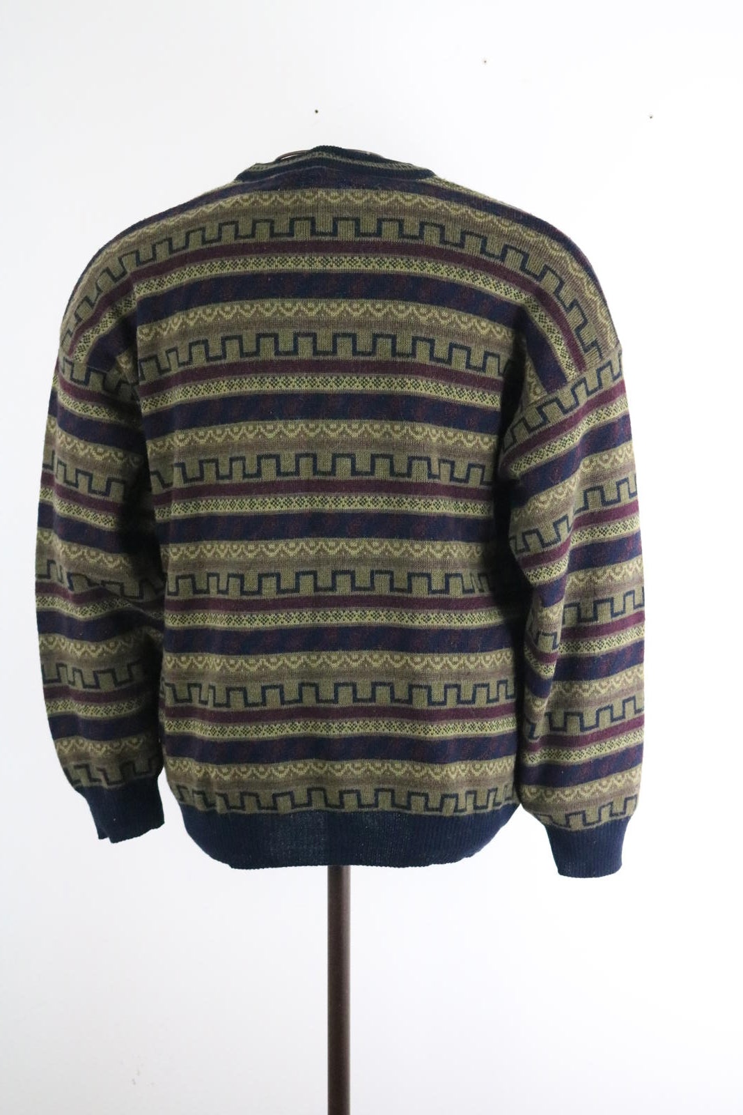 Geometric Fairisle Wool Sweater XL Alpaca Vintage 90s