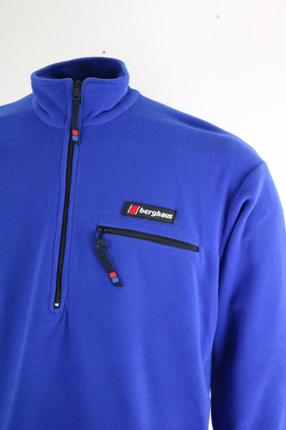 Berghaus Zip Fleece Sweatshirt Small Blue Vintage Hiking Outdoors