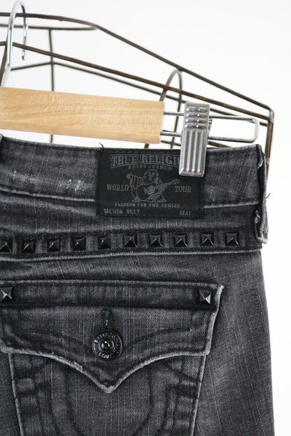 True Religion Billy 26" Size 6 Grey Low Rise Straight Jeans