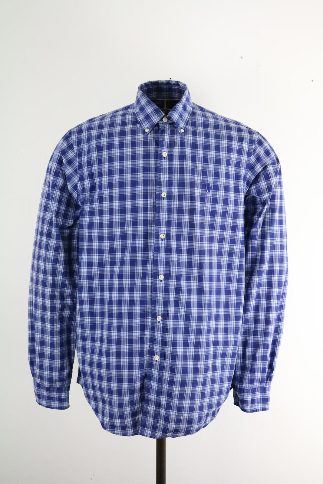 Ralph Lauren Shirt Medium Blue Check Oxford Mens