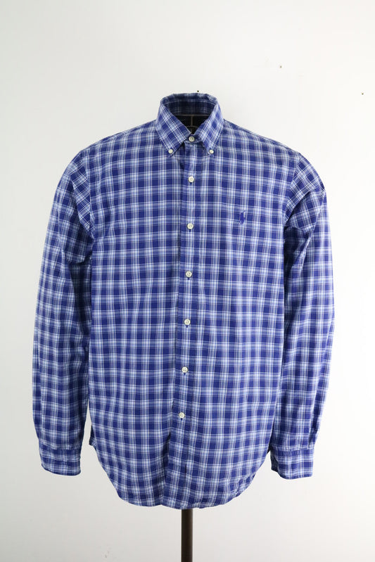 Ralph Lauren Shirt Medium Blue Check Oxford Mens
