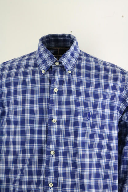 Ralph Lauren Shirt Medium Blue Check Oxford Mens