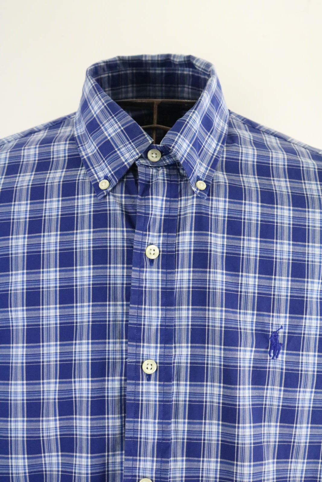 Ralph Lauren Shirt Medium Blue Check Oxford Mens