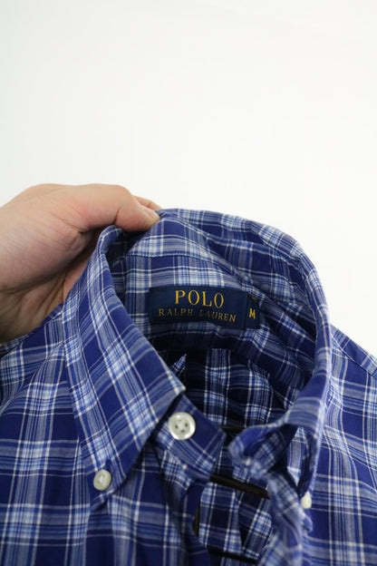 Ralph Lauren Shirt Medium Blue Check Oxford Mens