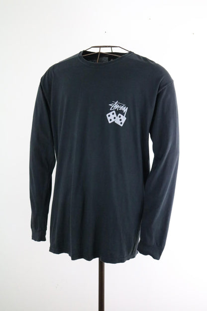 Stussy Long Sleeve T Shirt Large Dice Black Mens