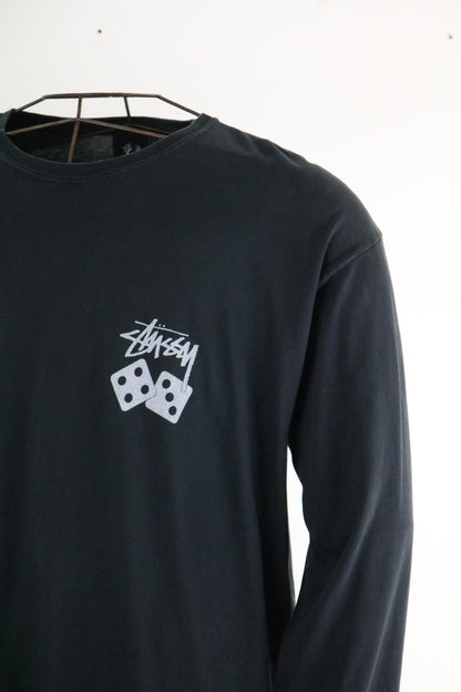 Stussy Long Sleeve T Shirt Large Dice Black Mens