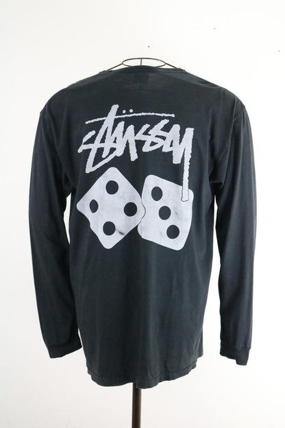 Stussy Long Sleeve T Shirt Large Dice Black Mens